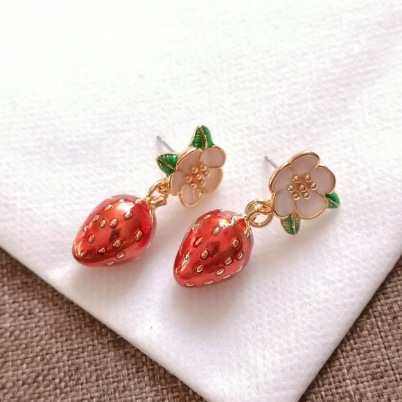 Kate Spade Red and Gold Strawberry Earrings - Picture 2 of 4